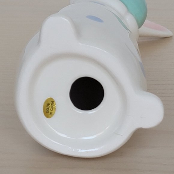 Martha Stewart Ceramic Dotted Easter Bunny Rabbit With Blue Egg Figurine 10.5" - Picture 9 of 13